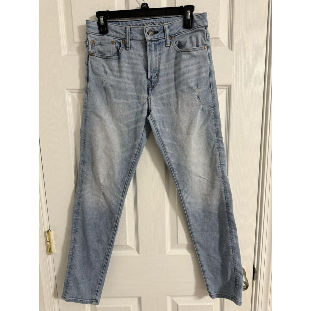 American Eagle Men's 29x30 Slim Straight "Air Flex +"  Light Wash Blue Jeans